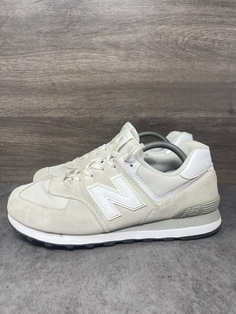 New Balance 574 Womens Size 11 Sea Salt White Grey Suede Sneakers WL574EVW